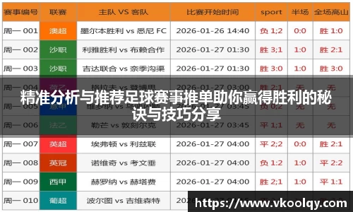 精准分析与推荐足球赛事推单助你赢得胜利的秘诀与技巧分享
